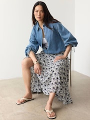 Mint Velvet Blue Geo Print Drop Waist Maxi Skirt - Image 3 of 7