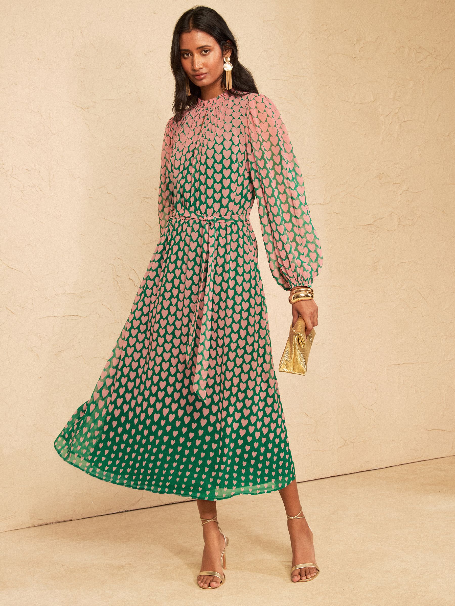 Buy Love & Roses Pink Heart Geo Long Sleeve Midi Dress from Next USA