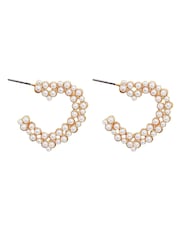 Lipsy Jewellery Gold Heart Pearl Hoop Earring - Image 1 of 1