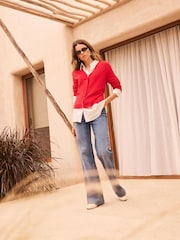 Mint Velvet Red Cotton Blend Layered Knit Shirt - Image 4 of 8