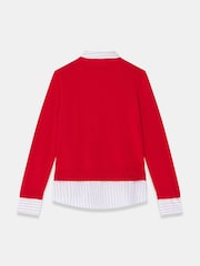 Mint Velvet Red Cotton Blend Layered Knit Shirt - Image 8 of 8