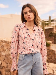 Mint Velvet Red Floral Print Shirt - Image 3 of 7