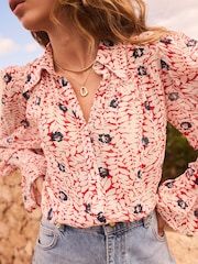 Mint Velvet Red Floral Print Shirt - Image 4 of 7