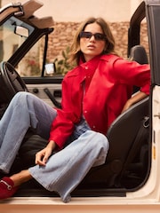 Mint Velvet Red Funnel Neck Bomber Jacket - Image 2 of 7