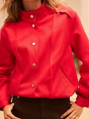 Mint Velvet Red Funnel Neck Bomber Jacket - Image 5 of 7