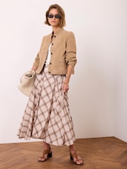 Mint Velvet Brown Checked Print Midi Skirt - Image 2 of 7