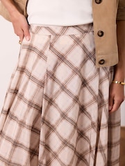 Mint Velvet Brown Checked Print Midi Skirt - Image 4 of 7
