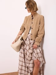 Mint Velvet Brown Checked Print Midi Skirt - Image 5 of 7