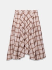 Mint Velvet Brown Checked Print Midi Skirt - Image 6 of 7