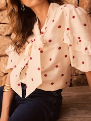 Mint Velvet Red Polka Dot Blouse - Image 5 of 7