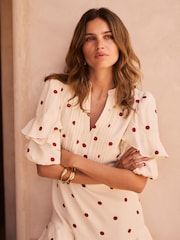 Mint Velvet Red Polka Dot Mini Dress - Image 4 of 8