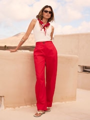 Mint Velvet Red Wide Leg Utility Trousers - Image 3 of 6
