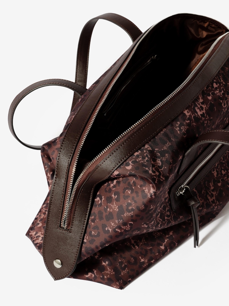 Mint Velvet Brown Gina Leopard Print Weekender Bag - Image 6 of 6