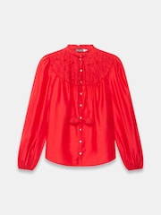 Mint Velvet Red Floral Detail Cutwork Blouse - Image 6 of 7