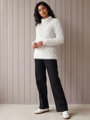Roman White Fluffy High Neck Knit Jumper - Image 3 of 4