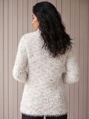 Roman White Fluffy High Neck Knit Jumper - Image 4 of 4