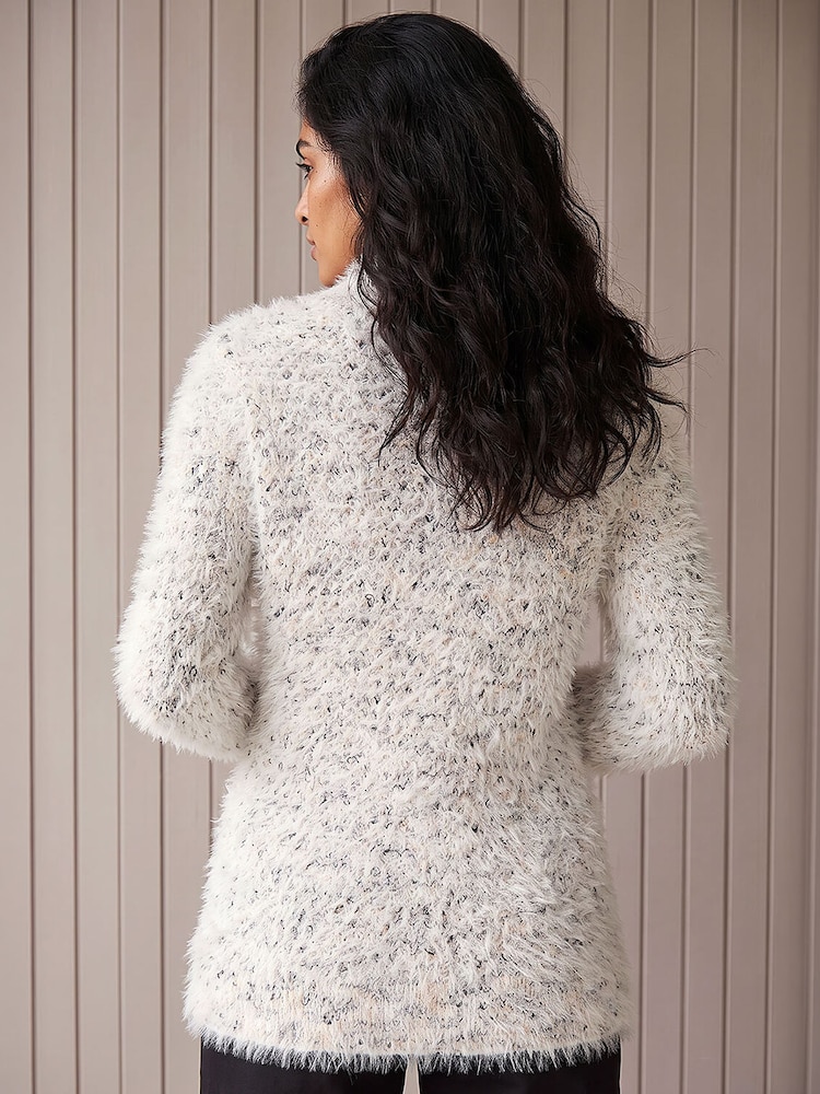 Roman White Fluffy High Neck Knit Jumper - Image 4 of 4