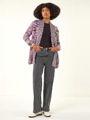 Roman Purple Fluffy Longline Cosy Cardigan - Image 2 of 4