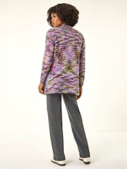 Roman Purple Fluffy Longline Cosy Cardigan - Image 3 of 4