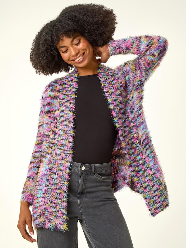 Roman Purple Fluffy Longline Cosy Cardigan - Image 4 of 4 Roman Purple Fluffy Longline Cosy Cardigan - Image 4 of 4