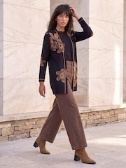 Roman Black Contrast Floral Print Cardigan - Image 2 of 4