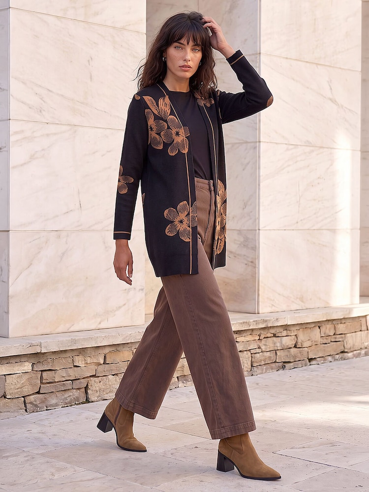 Roman Black Contrast Floral Print Cardigan - Image 2 of 4