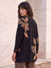 Roman Black Contrast Floral Print Cardigan - Image 3 of 4