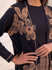 Roman Black Contrast Floral Print Cardigan - Image 4 of 4