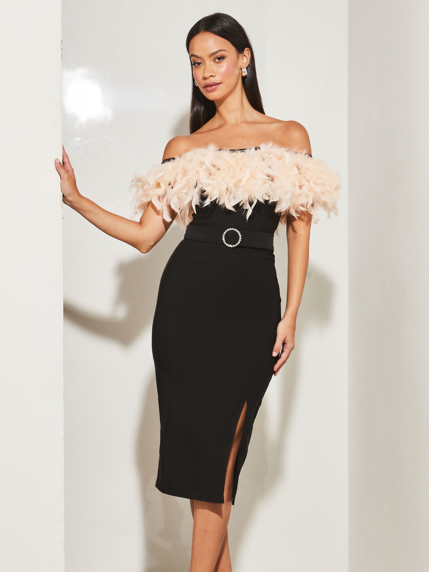 Bardot belted dress shop