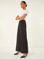 Roman Black Petite Pintuck Wide Leg Stretch Trousers - Image 1 of 4