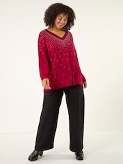 Roman Red Curve Hotfix Knit Top - Image 2 of 4