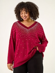 Roman Red Curve Hotfix Knit Top - Image 4 of 4