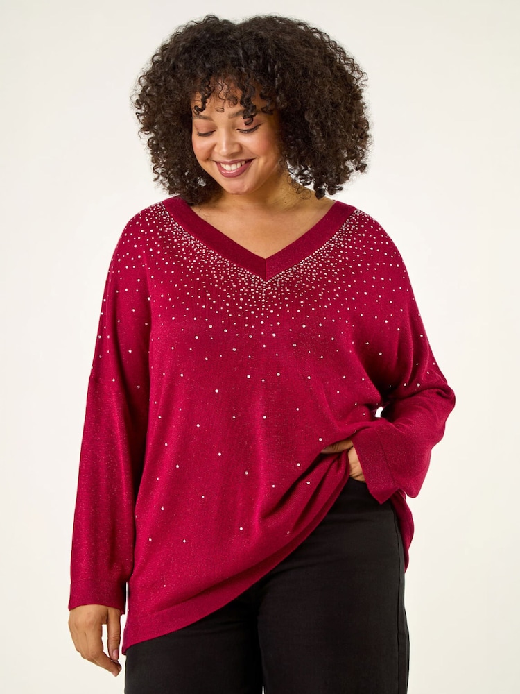 Roman Red Curve Hotfix Knit Top - Image 4 of 4 Roman Red Curve Hotfix Knit Top - Image 4 of 4