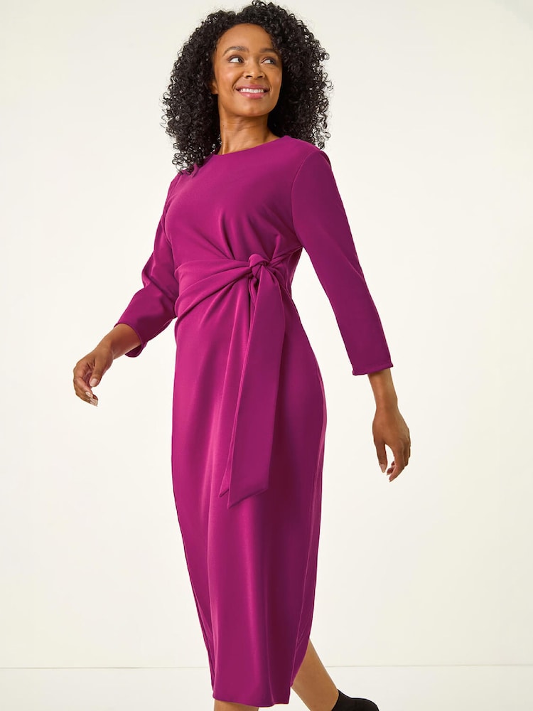 red dress holiday Dinner Date Night Pleated Midi 1st Markdown:Yes 56 Bust The Poppy Dress - Size:2X (18-20)