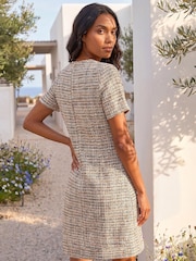 Roman Brown Textured Pocket Stretch Shift Dress - Image 3 of 4
