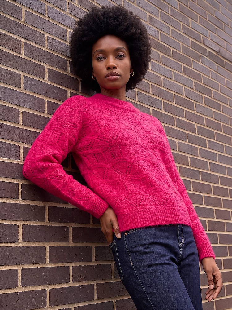 Roman Pink Pointelle Stitch Knit Jumper - Image 2 of 4 Roman Pink Pointelle Stitch Knit Jumper - Image 2 of 4