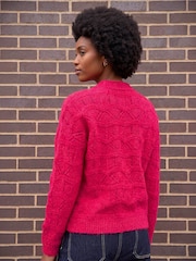 Roman Pink Pointelle Stitch Knit Jumper - Image 4 of 4