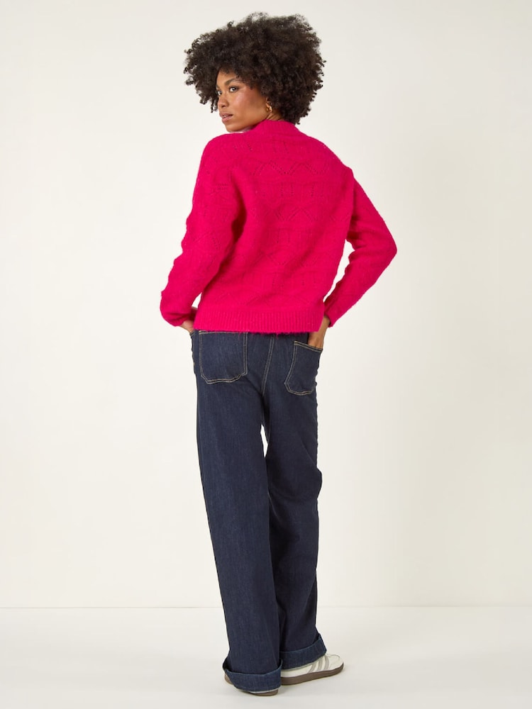 Roman Pink Pointelle Stitch Knit Jumper - Image 4 of 4 Roman Pink Pointelle Stitch Knit Jumper - Image 4 of 4