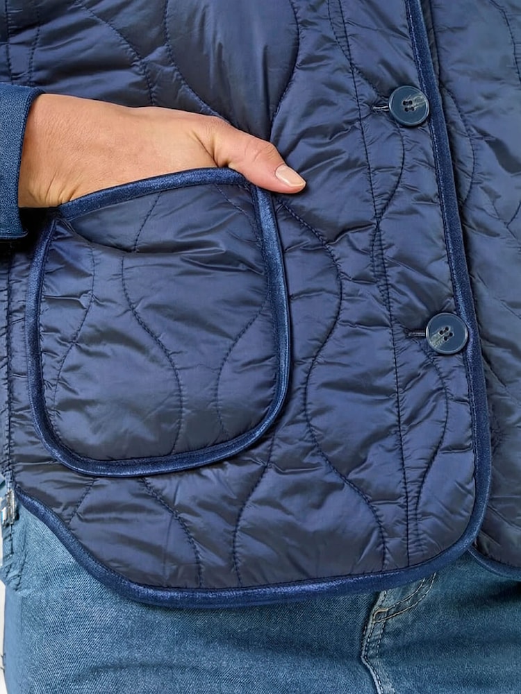 Roman Blue Two Tone Crew Neck Jacket - Image 4 of 4 Roman Blue Two Tone Crew Neck Jacket - Image 4 of 4