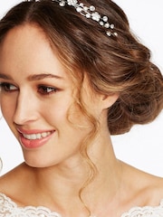 Jon Richard Silver Crystal Flower & Pearl Wave Headband - Image 2 of 2