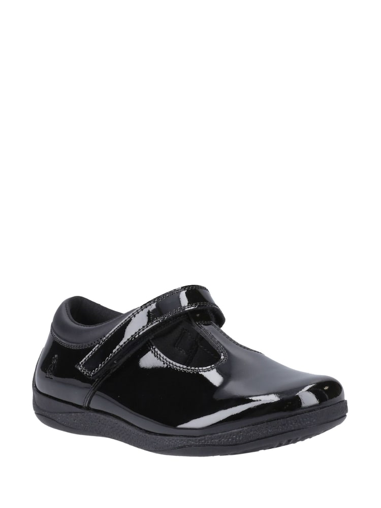 Hush Puppies Black Caitlin T-Bar Patent Junior School Shoes - Image 2 of 4