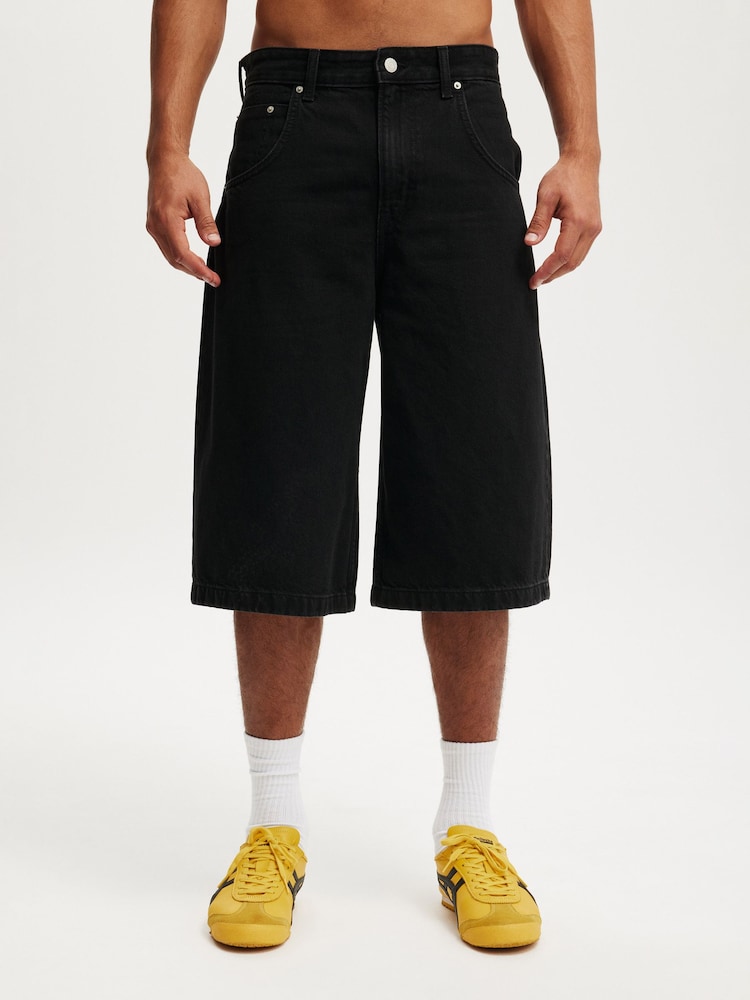 Cotton On Black Y2K Super Baggy Jort Shorts - Image 2 of 8