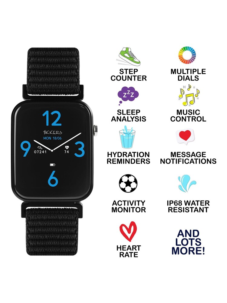 Tikkers Pink Smart Series 13 - Black Easy Release Fabric Strap Smart Watch & Headphone Set - Image 2 of 5
