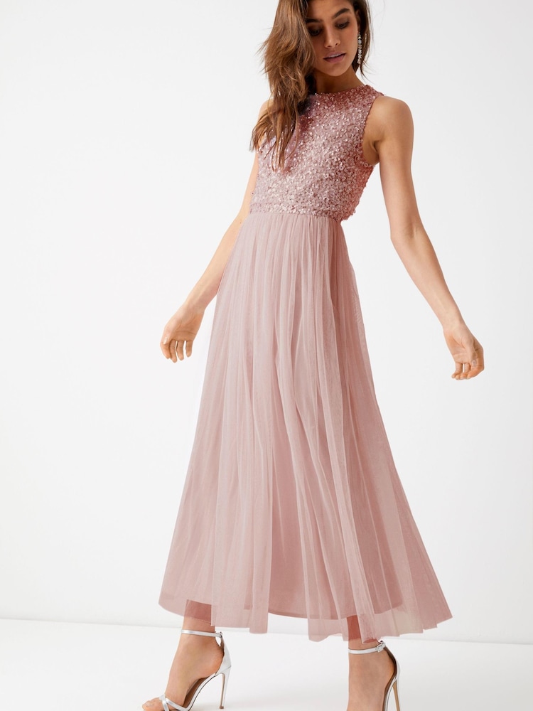 Maya Pink Sleeveless Sequin Midaxi Overlay Dress - Image 1 of 4