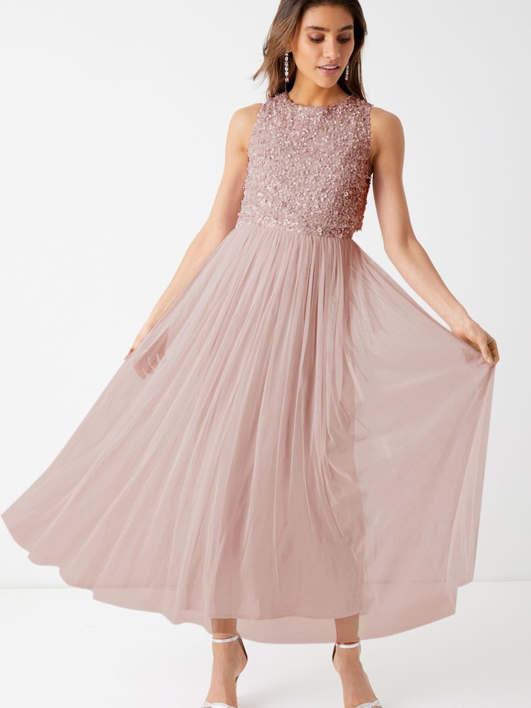 Maya Pink Sleeveless Sequin Midaxi Overlay Dress - Image 2 of 4