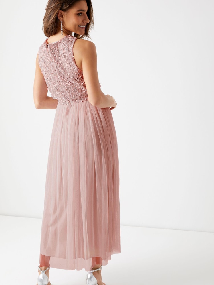 Maya Pink Sleeveless Sequin Midaxi Overlay Dress - Image 3 of 4