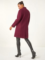 Roman Red Tailored Funnel Neck Pocket Detail Coat - Image 3 of 4