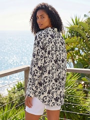 Roman Black Floral Swirl Print Collared Shirt - Image 3 of 4