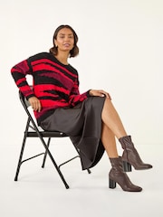 Roman Black Fluffy Colour Block Knit Jumper - Image 1 of 4