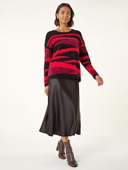 Roman Black Fluffy Colour Block Knit Jumper - Image 2 of 4
